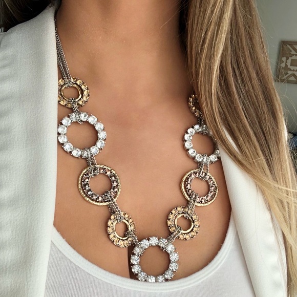 Express Jewelry - Express mixed metals brown circle necklace